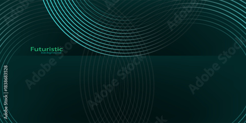 Abstract green purple modern background with glowing line circle elements. Futuristic technology concept. Illustration