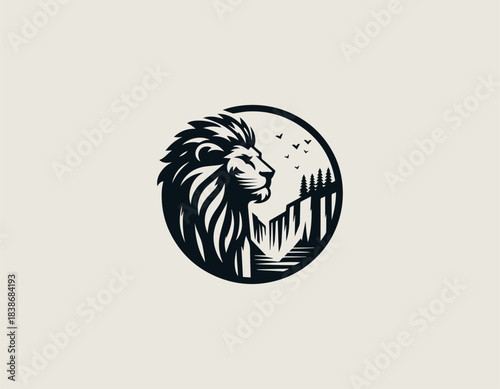 Cliff Lion black vector logo illustration