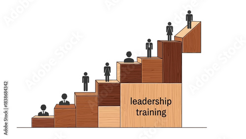 Business professionals ascending career ladder with leadership training