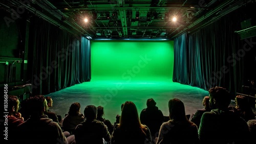 Wallpaper Mural Audience views bright green screen in dark theater Torontodigital.ca