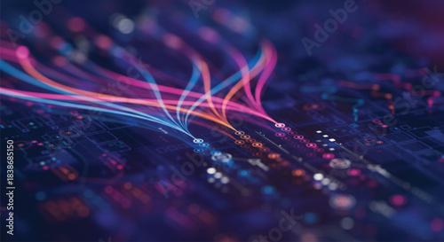 Big data technology Data science analysing artificial intelligence generative AI deep learning machine learning algorithm Neural flow network analytics innovation abstract futuristic. 3d rendering