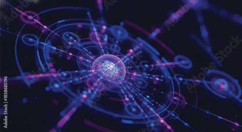 Big data technology data science analysis artificial intelligence generative ai deep learning machine learning algorithm neural flow network analytics innovation abstract futuristic. 3d rendering