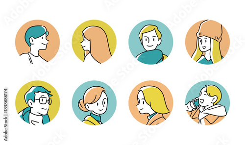 若い男女の表情アイコンセット