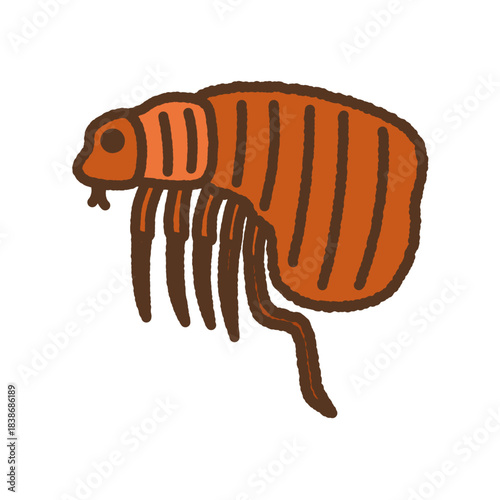 手書き風の生き物単品アイコンイラスト　ノミ