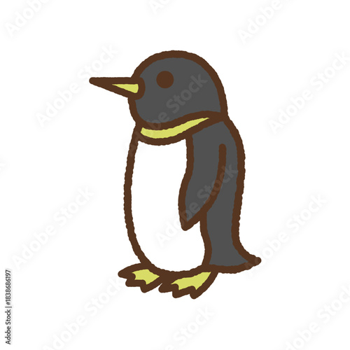 手書き風の生き物単品アイコンイラスト　ペンギン