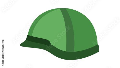 Green Military Helmet Isolated on Black Background Minimalist Design Digital Art Protection Headwear Military Gear Camouflage Accessory