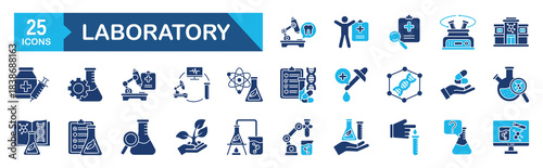 Laboratory icon set vector illustration concept for chemistry, experiment, flask, chemical, scientist, science