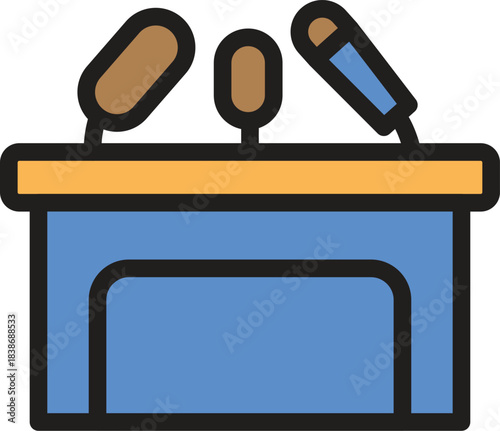 Government Press Conference Podium with Microphones Illustration for Public Address