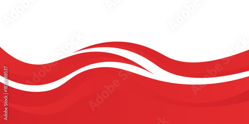 Gelombang Merah di Latar Belakang Putih Latar belakang kurva sederhana untuk bisnis dengan ruang untuk teks