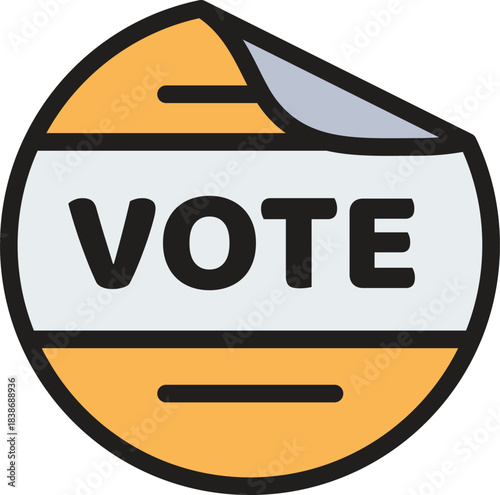 Illustration of a 'Vote' sticker, symbolizing civic engagement and democratic participation