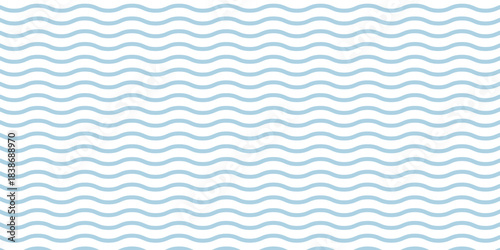 Seamless Wave Pattern, Hand drawn water sea vector background. Wavy beach print, curly grunge paint lines,