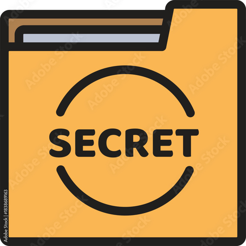 Digital illustration of a classified government folder, highlighting secret confidential information and official documents