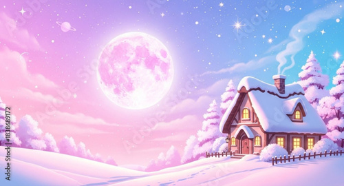 winter landscape with house