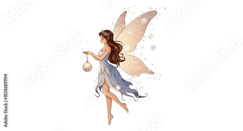 Fairy carrying Christmas balls