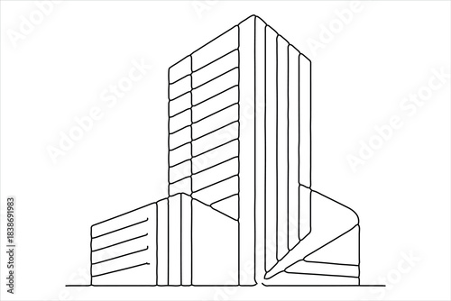Professional office building single line icon white background