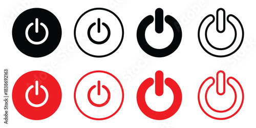 Power Button Icon Set, a clean vector pack including flat-style power icons, on-off buttons, and interface switch illustrations
