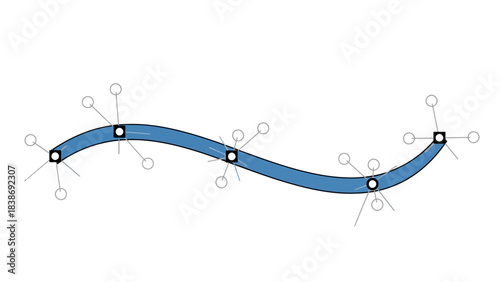Blue curved path defined by control points and handles
