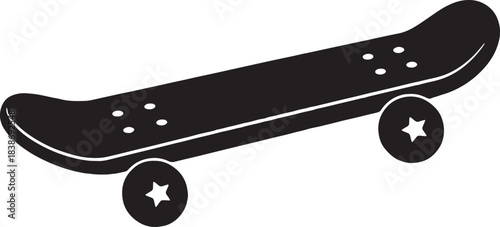 Black Detailed Skateboard Illustration Vector