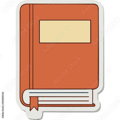 Orange Hardcover Book with Cream Label and Bookmark Represents Knowledge Learning and Education