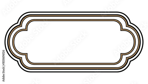 A decorative blank label with a multi-layered border on a white background.