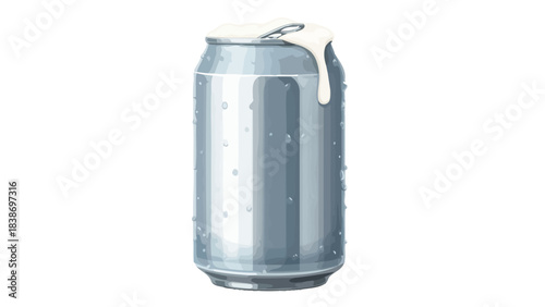 Cold condensationcovered aluminum can with overflowing foam top