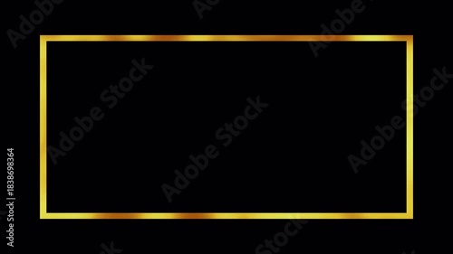 Elegant gold frame border animation with glowing metallic edges for luxury video titles