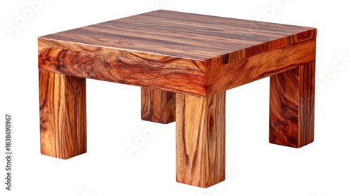 Elegant Square Wooden Table Crafted from Richly Grained Natural Wood with Sturdy Legs Perfect for Home and Office Decor