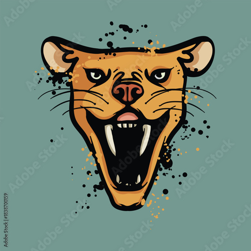PrintSabertooth tiger Cartoon Vector Illustration