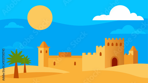 Cartoon Archaeological Dig Scene – Excavation Site Illustration