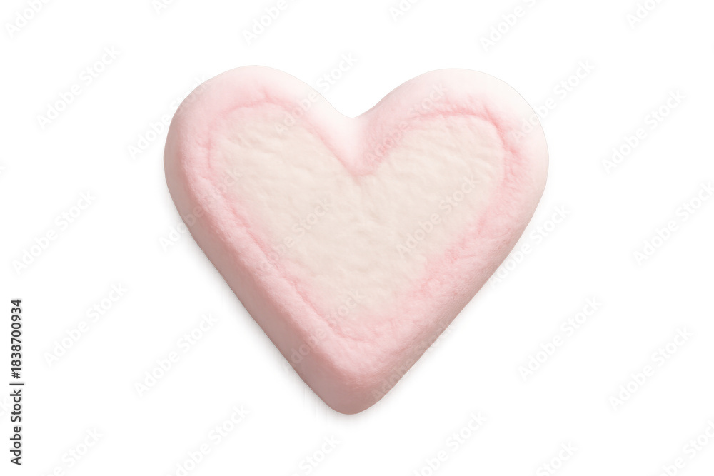 Fototapeta premium Heart shaped marshmallow candy with pink border