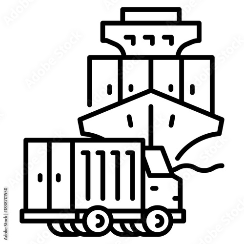 Shipping and Trucking line icon