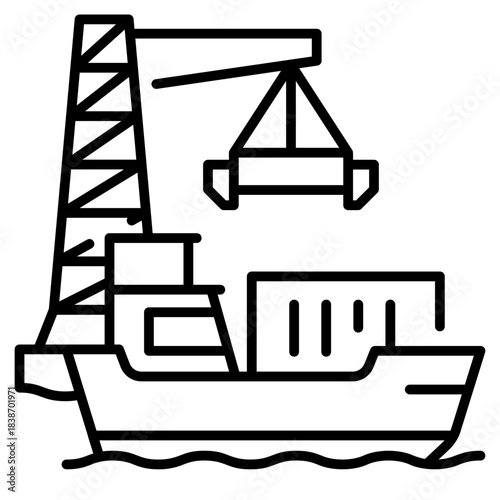 Harbor ship unloading line icon