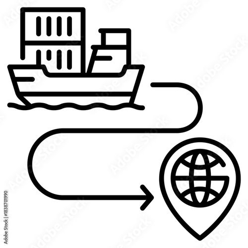 Shipping route line icon