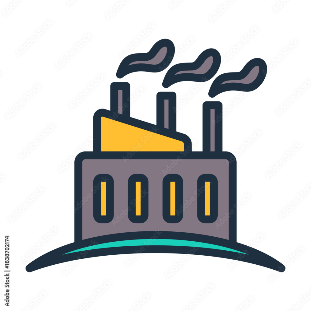 Fototapeta premium Factory Icon - Lineal Color