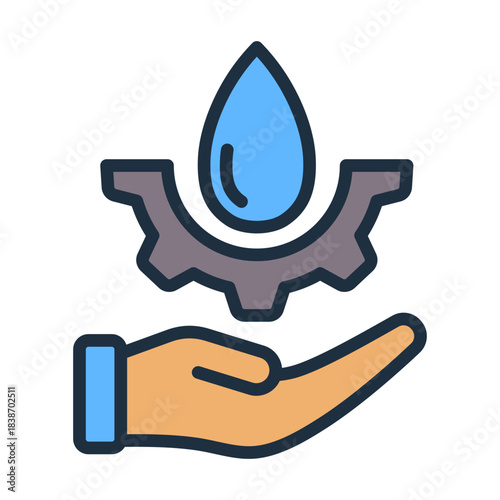 Water Management Icon - Lineal Color