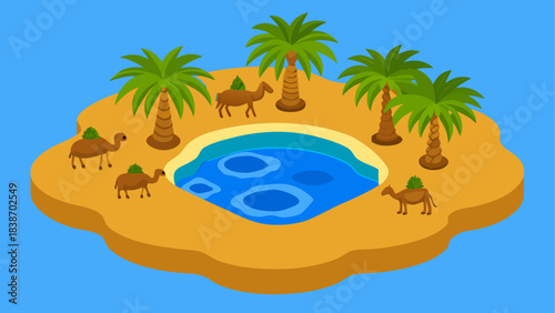 Desert Landscape Silhouette Illustration with Cacti and Sunset