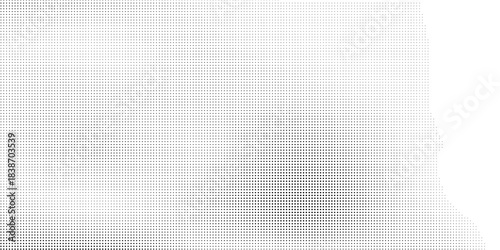 Grunge halftone gradient background. Faded grit noise texture. White and black sand wallpaper. Retro pixelated backdrop. Anime or manga style comic overlay. Vector graphic design textured template