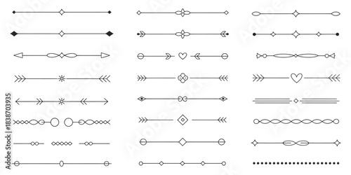 Line Text Dividers, a versatile vector set featuring clean geometric borders, minimalist dividers, and linear style illustrations perfect for invitations
