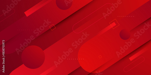 Abstract red dynamic shapes color background design. Simple and trendy banner background concept.
