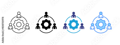 Teamwork icon set multiple style collection