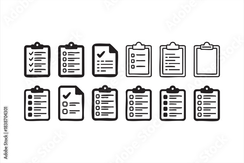 Clean Line Clipboard Icons for Workflow Systems and Digital Planning Tools