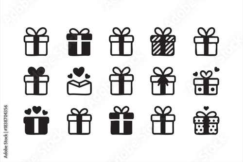 Festive Present Box Symbols for Holiday Apps, Web Interfaces, and Branding