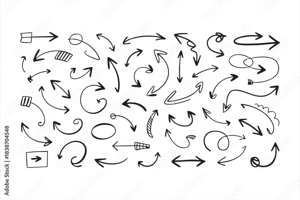 Naklejka premium Looped and Twisted Arrow Illustrations for Visual Navigation and Design Systems