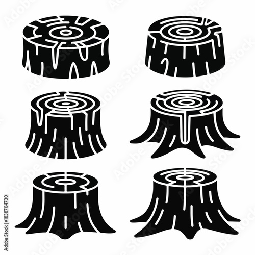 Wood Log Cross‑Section Icon Pack – Tree Rings & Stumps