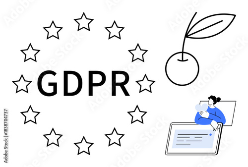 GDPR concept. GDPR regulations ensure user data protection and compliance across digital platforms. GDPR promotes privacy, transparency, and secure interactions. Perfect for legal, tech, compliance