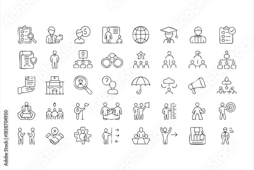 HR and Business Management Icons for Hiring, Training, Workforce Planning, and Leadership