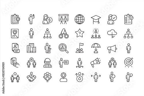 Business Training and Skill Development Icons for Workplace Apps and Digital Platforms