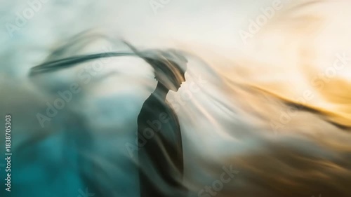 Silhouette of a person with blurred background abstract composition