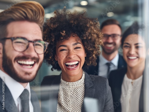 Candid encounter of colleagues in a modern office glass wall view business meeting professional environment
