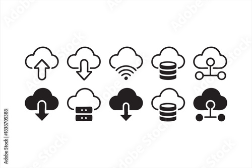 Cloud Storage and Connectivity Symbols for Web Apps, Servers, and Network Tools